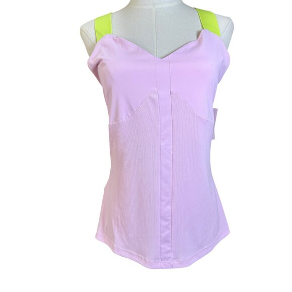 Original Penguin Pink Athletic Tank Top/Cami Size M NWT Neon Green Cross-Back - Picture 2 of 9